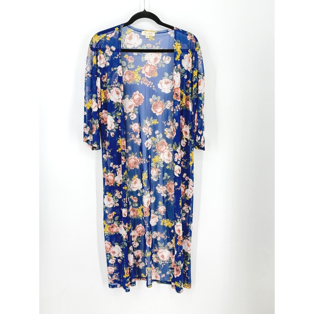 Y2k Cottagecore Fairy Sheer Floral Mesh Duster Cardigan‎ Medium Festival Summer